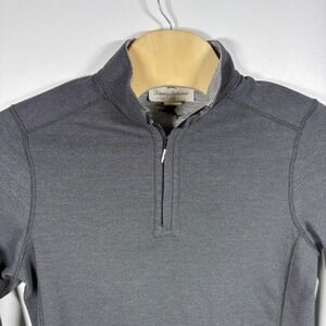 Tommy Bahama Mens Reversible Quarter Zip Pullover Charcoal Grey Herringbone S